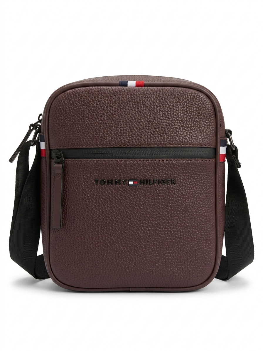 Tommy Hilfiger Men's Grained Leather Crossbody Bag - Brown #0074