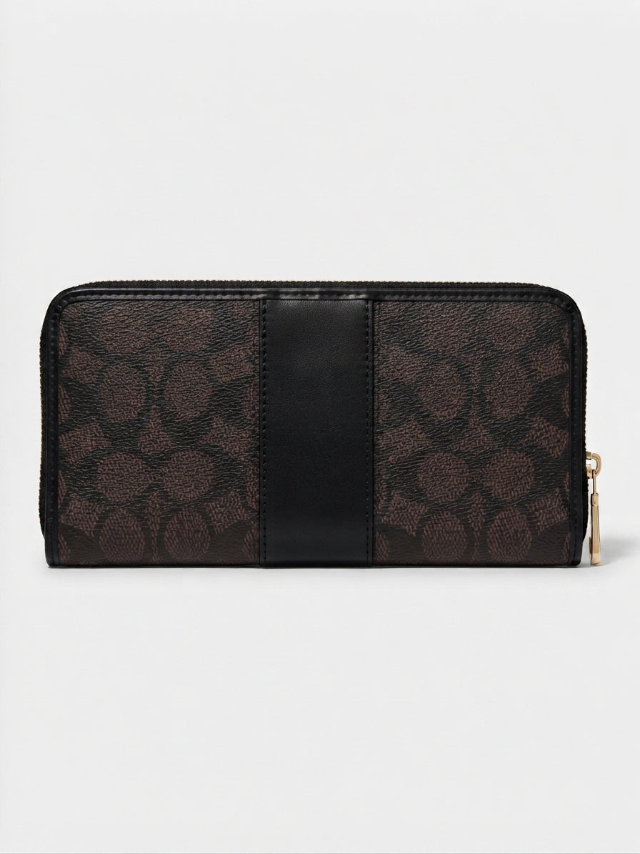 Coach Signature Zip-Around Women's Wallet, Brown/Black #0004