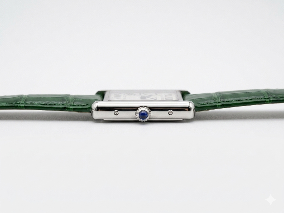 Tank Louis Cartier watch Green Strap Black Dial