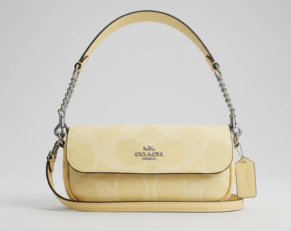 COACH Signature Canvas Flap Crossbody – Yellow #0025