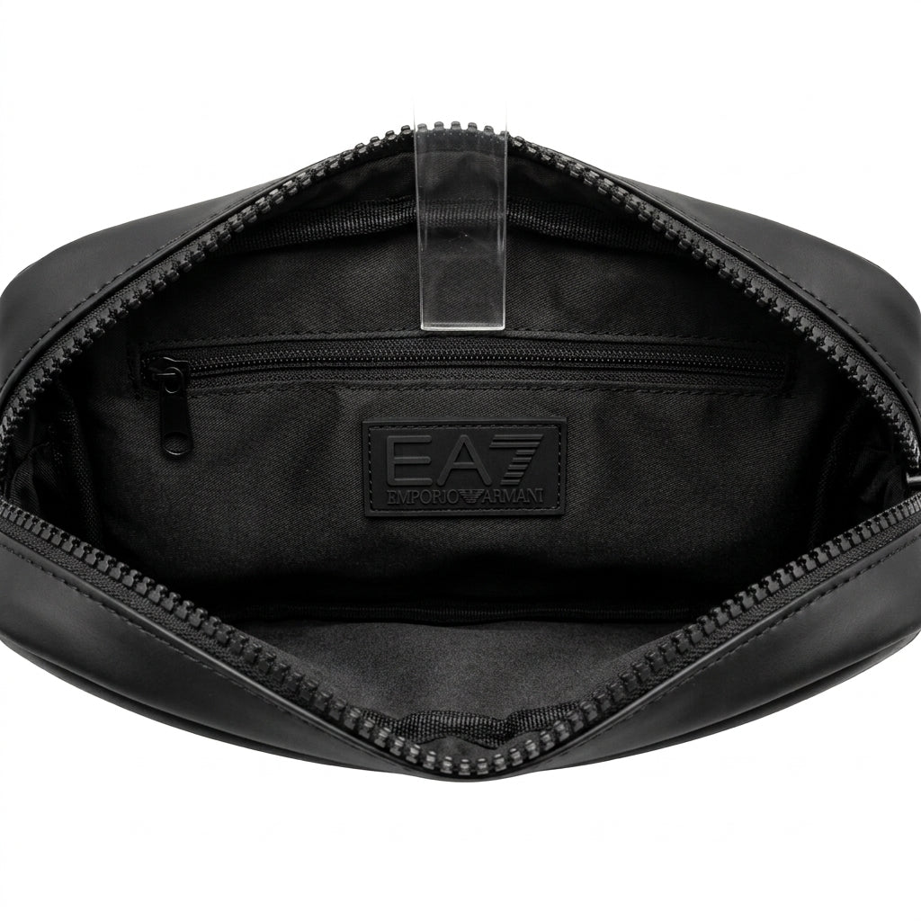 EA7 Emporio Armani Men's Embossed Eagle Logo Reporter Crossbody Bag – Black #0005