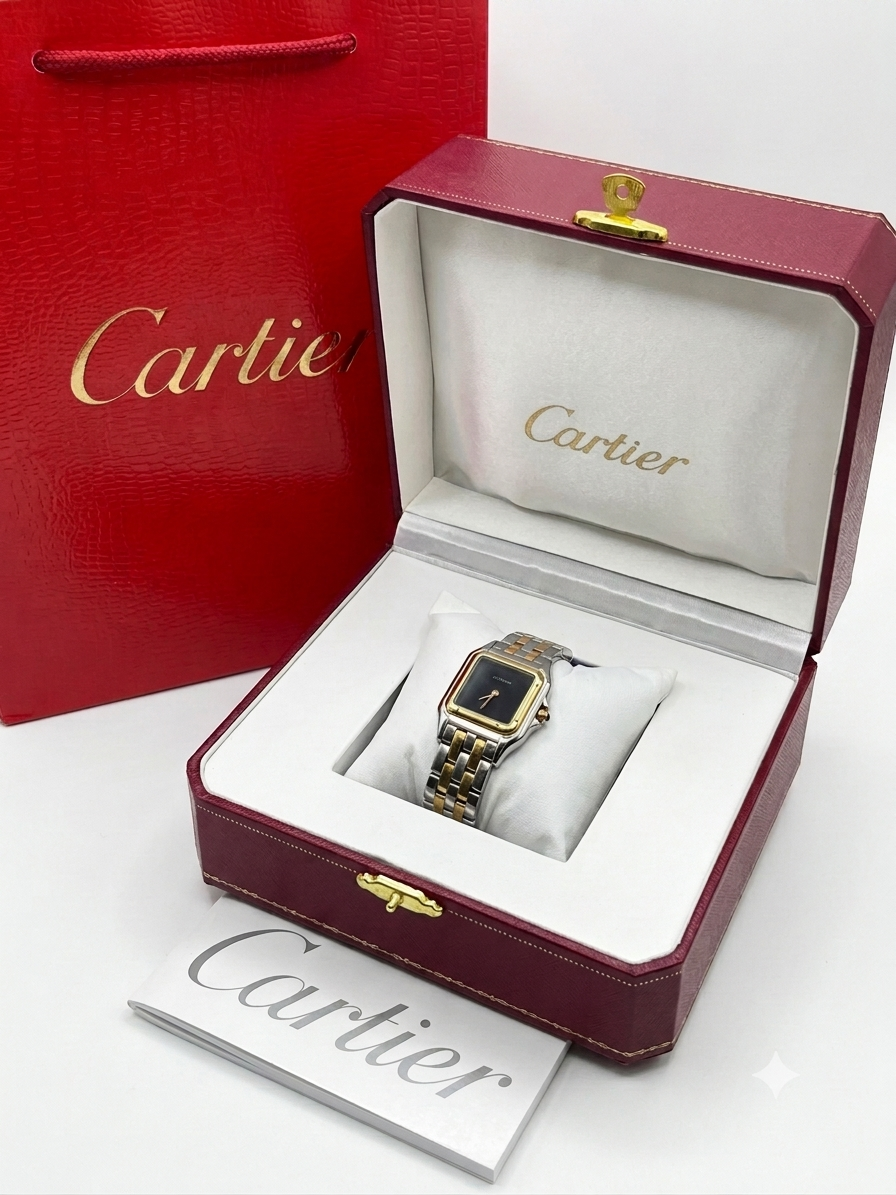 Panthère de Cartier watch black dial medium model