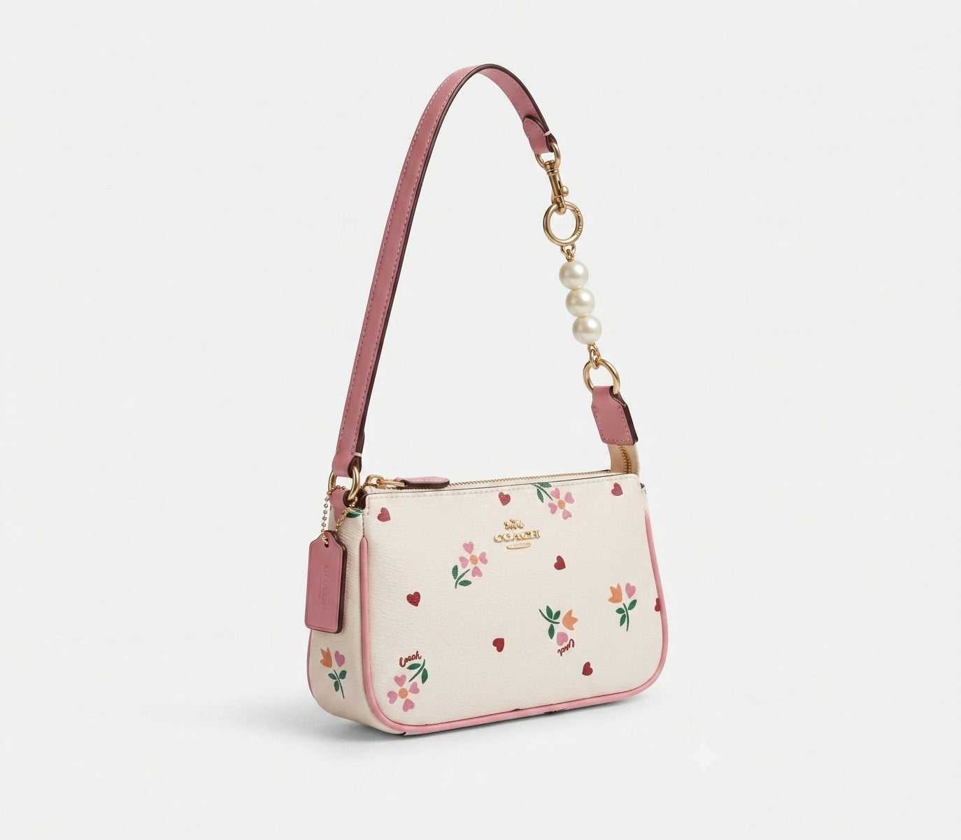 Coach Nolita 19 Wristlet in Signature Canvas with Heart Petal Print & Extended Chain – Light Khaki Multi #29