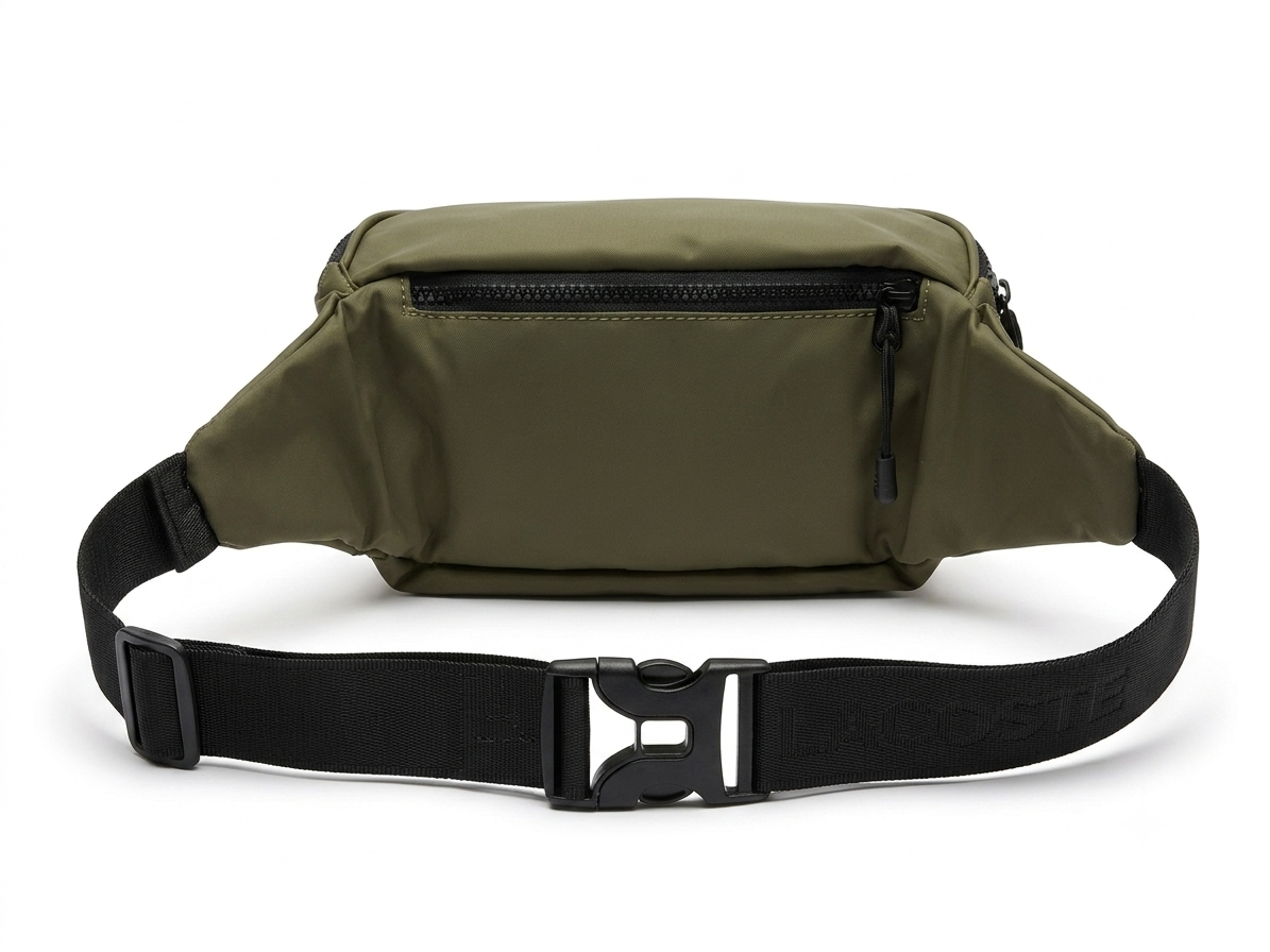 Lacoste Men's Olive-green Nylon Triple Zipper Waist Bag #0020