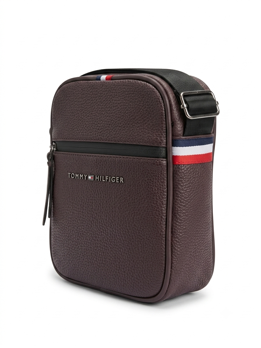 Tommy Hilfiger Men's Grained Leather Crossbody Bag - Brown #0074