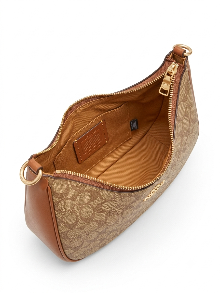 COACH Women's Monogram Canvas & Leather Shoulder Bag - Classic Crossbody Handbag with Removable Strap 👜✨ #0054