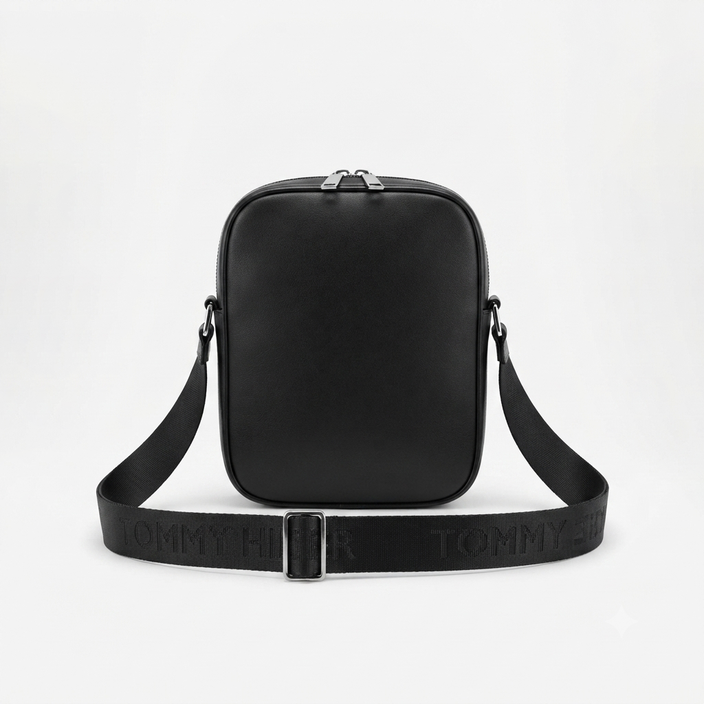 Tommy Hilfiger Men's Black Crossbody Bag with Adjustable Shoulder Strap #0064
