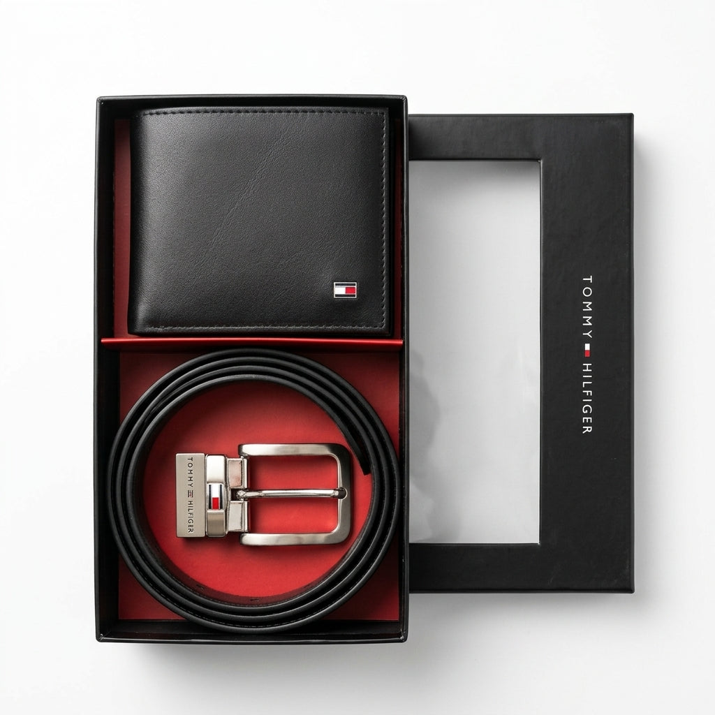 Tommy Hilfiger Men's Leather Wallet and Reversible Belt Gift Set #020
