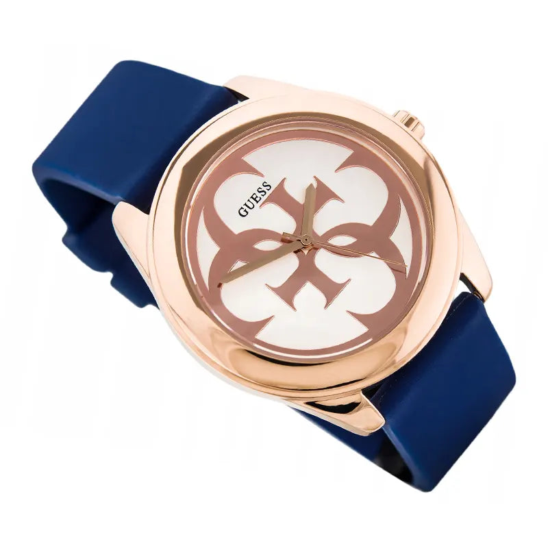 Guess G-Twist Women’s Analog Watch – White Dial & Blue Rubber Strap (Model W0911L6)