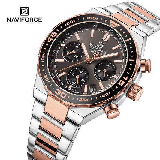 NAVIFORCE NF8049 S/GY/RG Men’s Trendy Watches with Multifunctional Dial