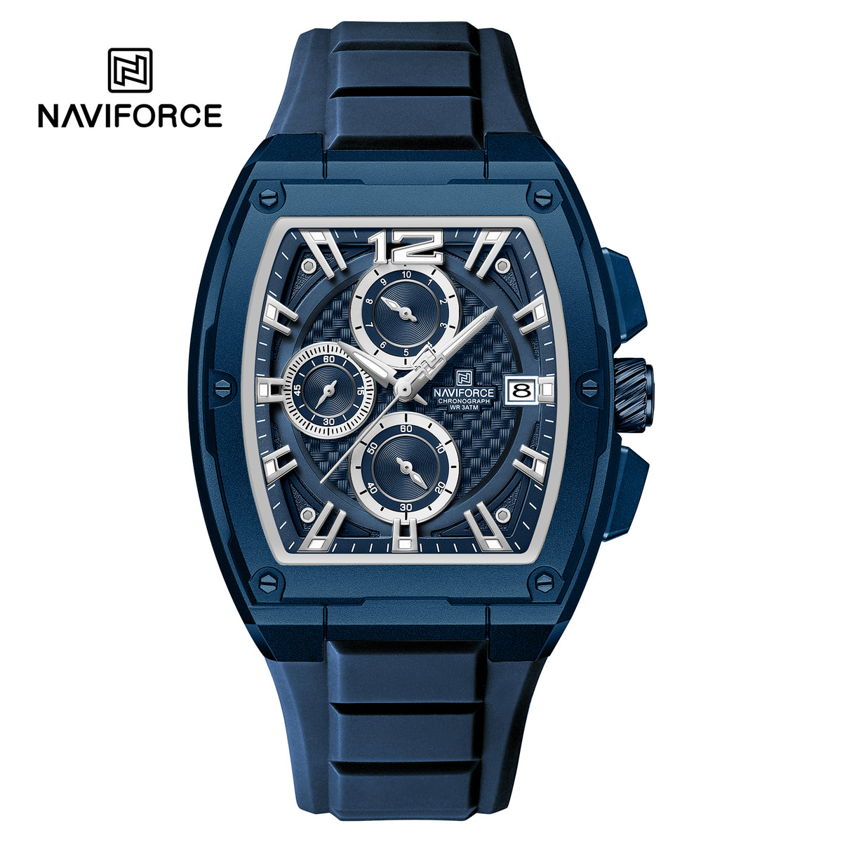 NAVIFORCE NF8050 BE/BE/BE Barrel-Shaped Case Waterproof Luminous Quartz Multifunction Men’s Watch