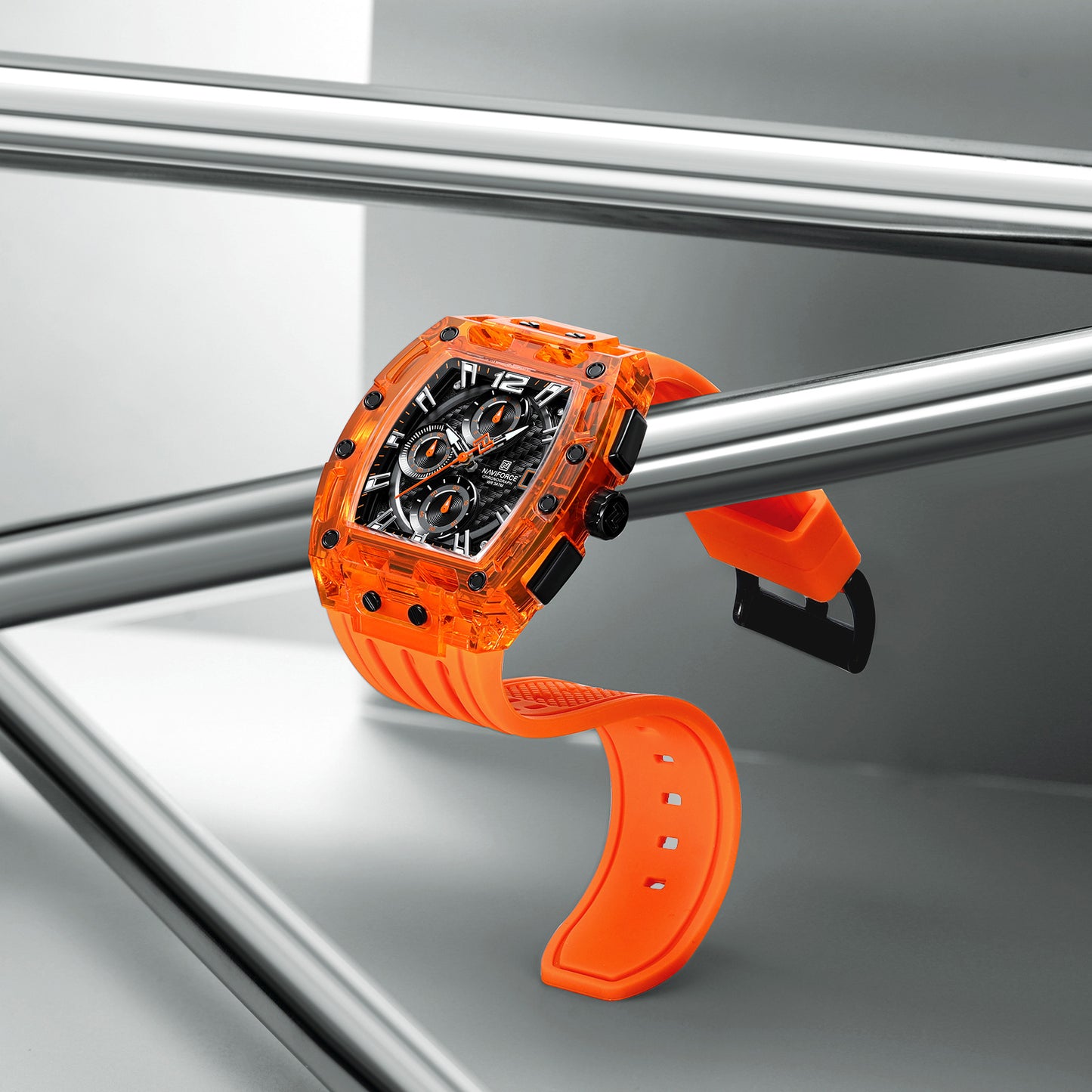 Naviforce NF7105 O/B/O Sports Transparent Men Watch