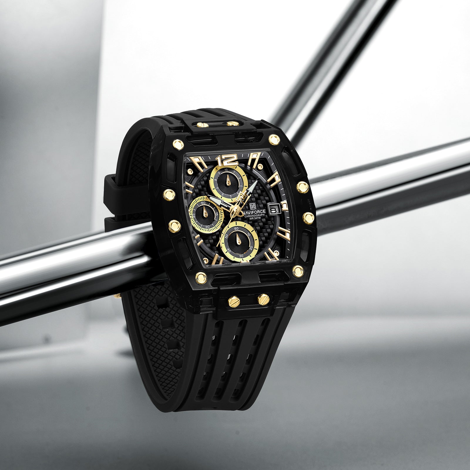 Naviforce NF7105 B/G/B Sports Transparent Men Watch