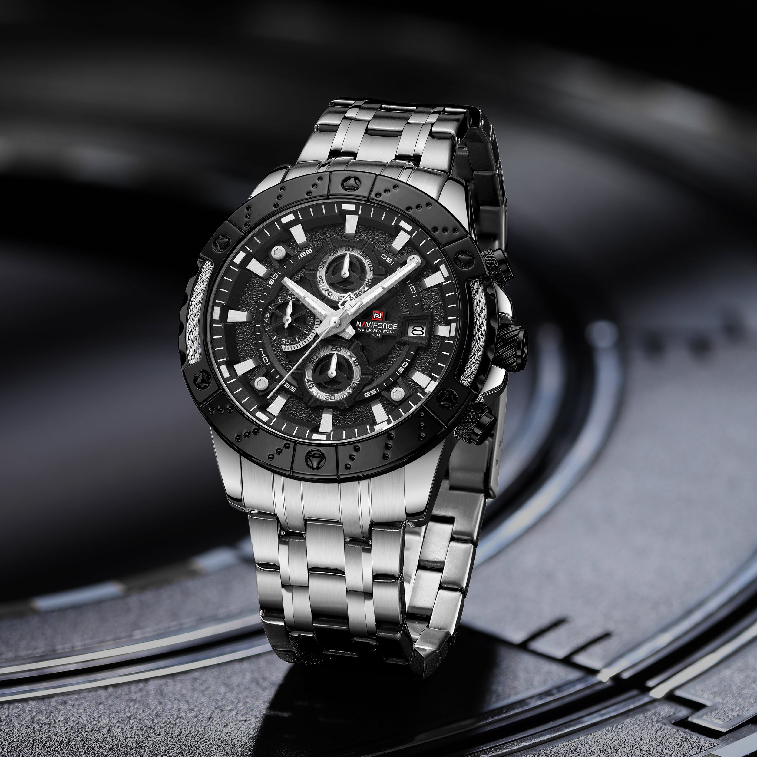 NAVIFORCE NF9227 S/W/S Hollow Mechanical Style Men’s Watch Trendy Fashion Waterproof Sports Luminous Wristwatch Gift for Boyfriend