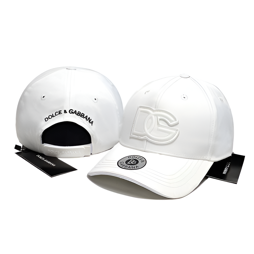 D&G White Baseball Cap with Embossed DG Logo