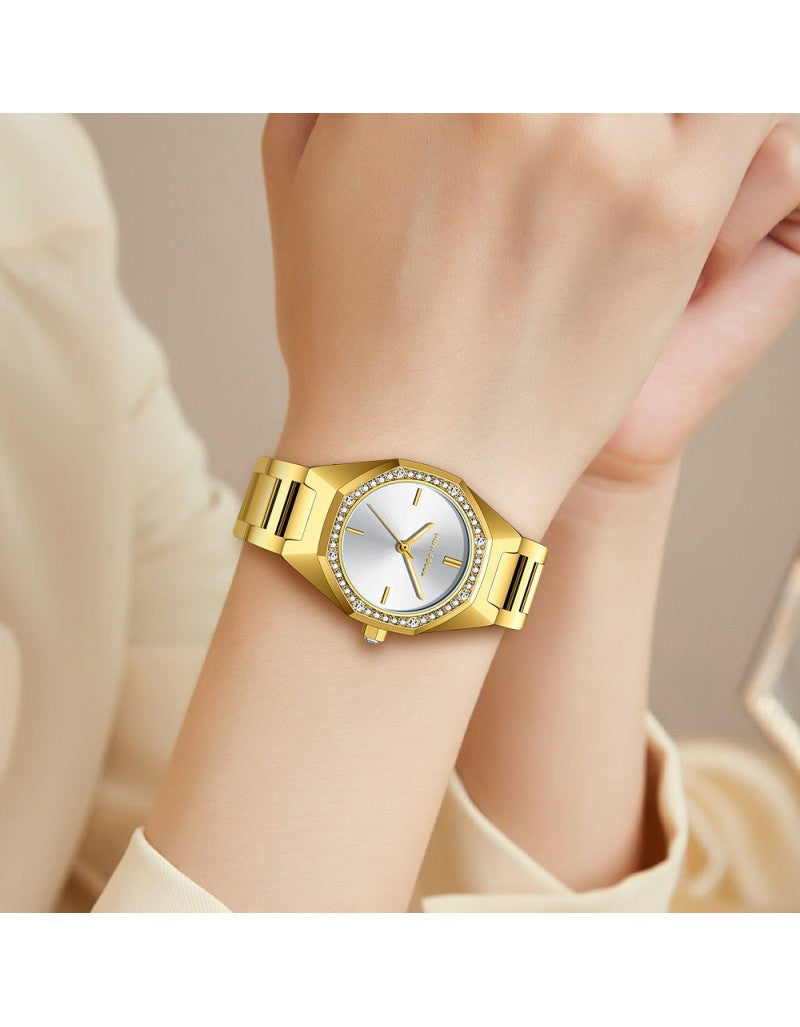 Mini Focus MF0433L.03 Women’s Round Stainless Steel Watch – Japanese Quartz, Crystal Bezel, 3ATM