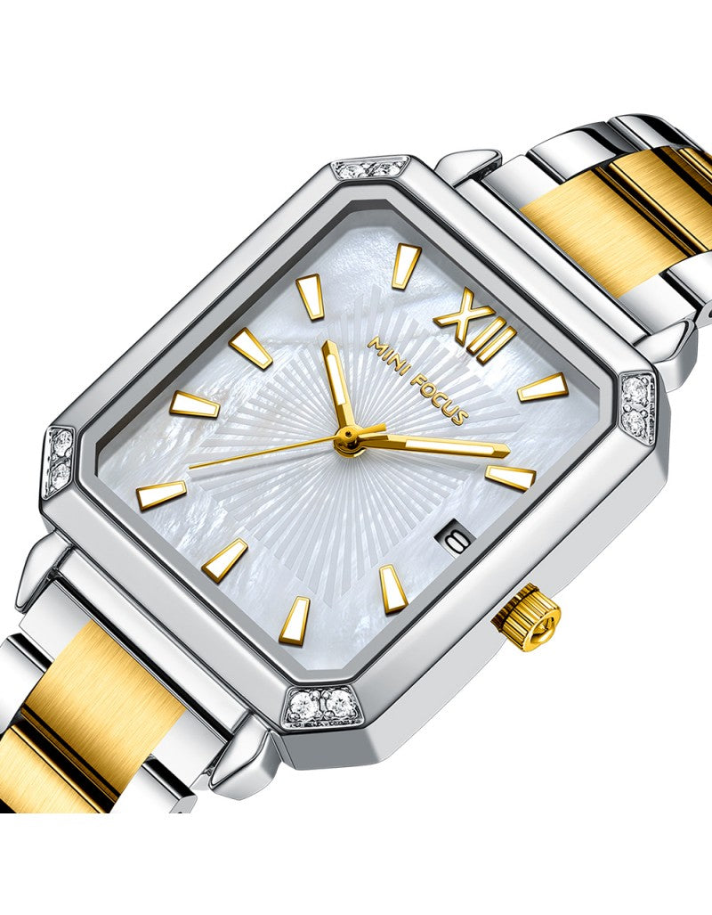 Mini Focus MF0472L Women’s Square Stainless Steel Watch – Japan Quartz, 3ATM
