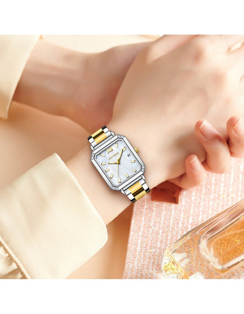 Mini Focus MF0472L Women’s Square Stainless Steel Watch – Japan Quartz, 3ATM