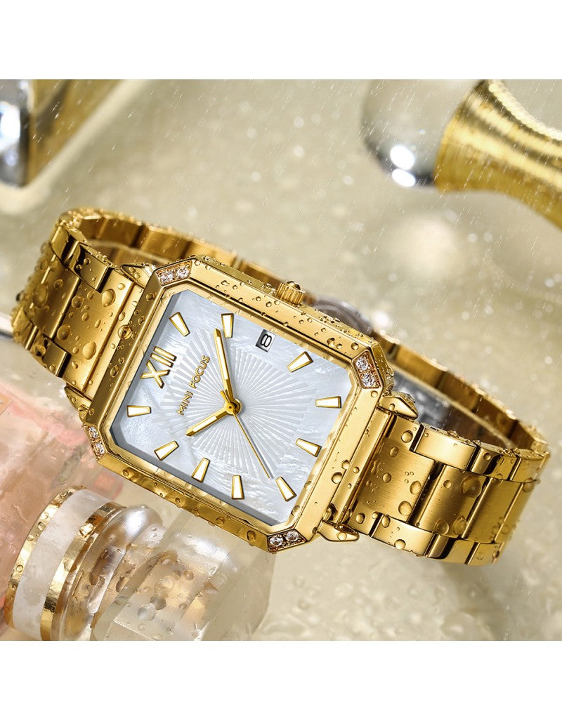 Mini Focus MF0472L Women’s Square Stainless Steel Watch – Japan Quartz, 3ATM