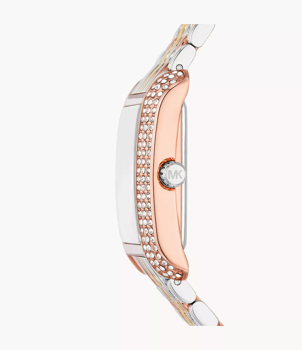 Michael Kors Emery Women’s Watch – Tri-Tone Stainless Steel, White Dial (Model MK4744)