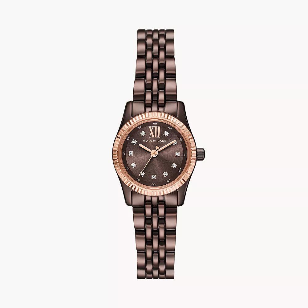 Lexington Analog Quartz Watch for Women, 26 mm Case Diameter, Rose Gold/Brown MK4844