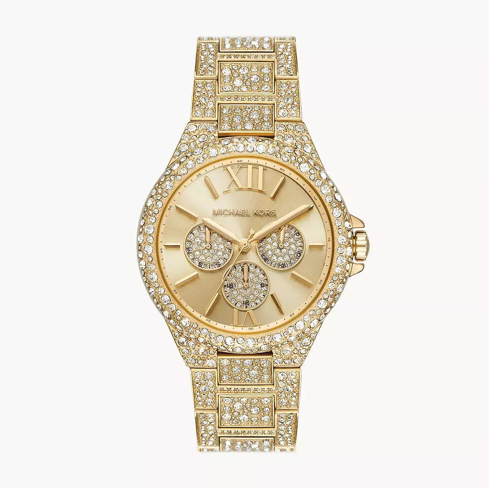 Michael Kors Camille MK6958 Women’s Gold Stainless Steel Watch – 42mm Quartz Analog Timepiece with Crystal Accents