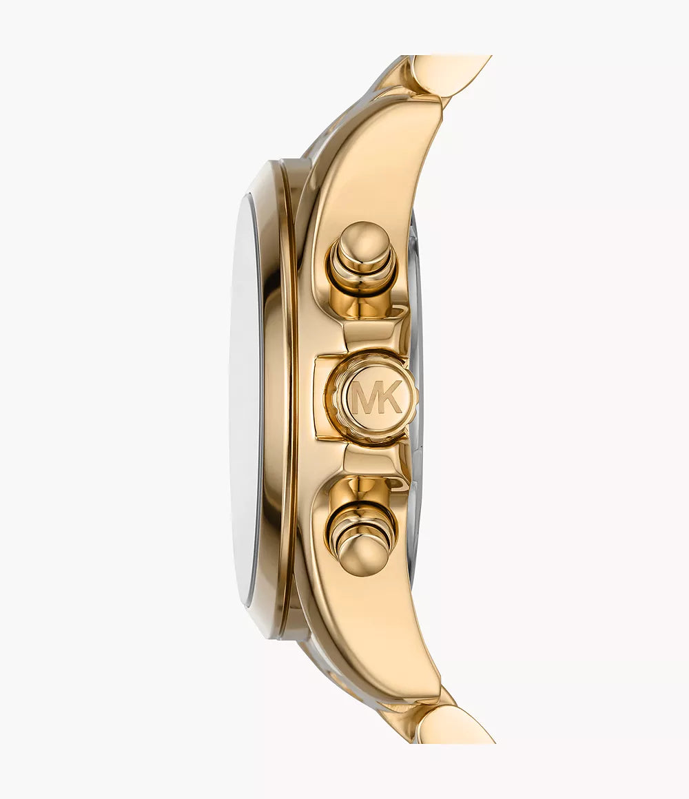 Michael Kors Bradshaw Chronograph Watch – Gold-Tone Stainless Steel with Green Dial (Model MK7257)