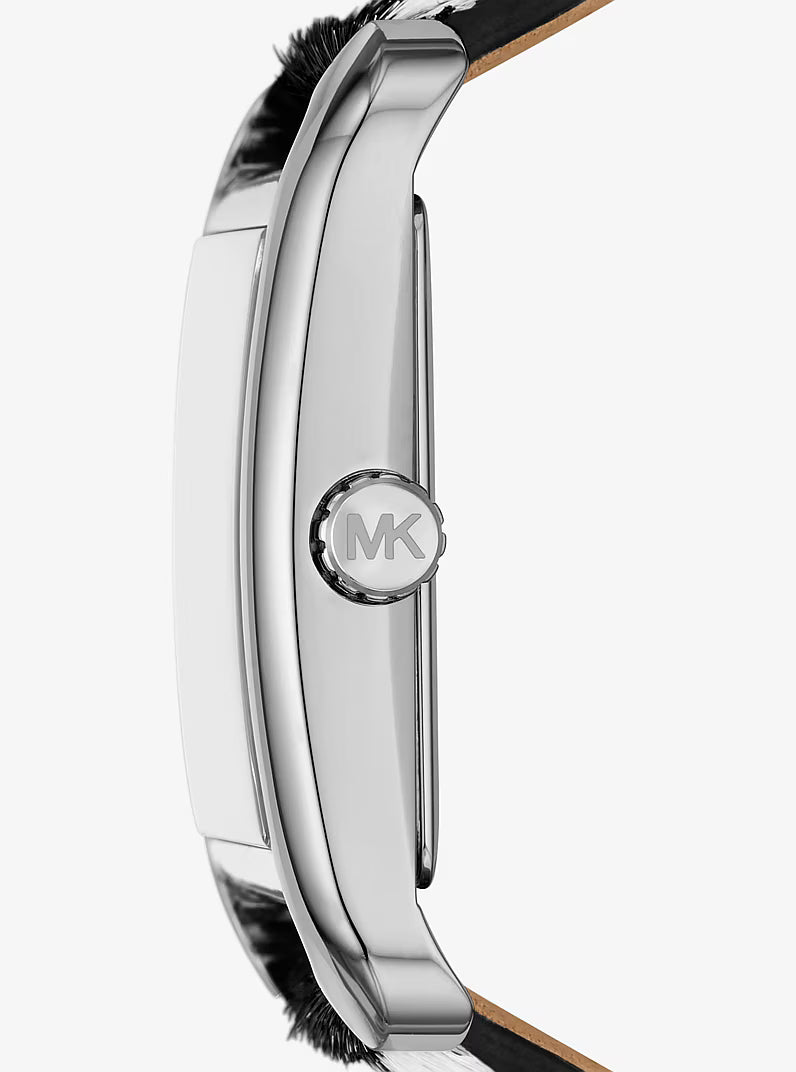 Michael Kors Monroe MKO1147 Women’s Quartz Watch – Black Dial Zebra Print Calf Hair Strap