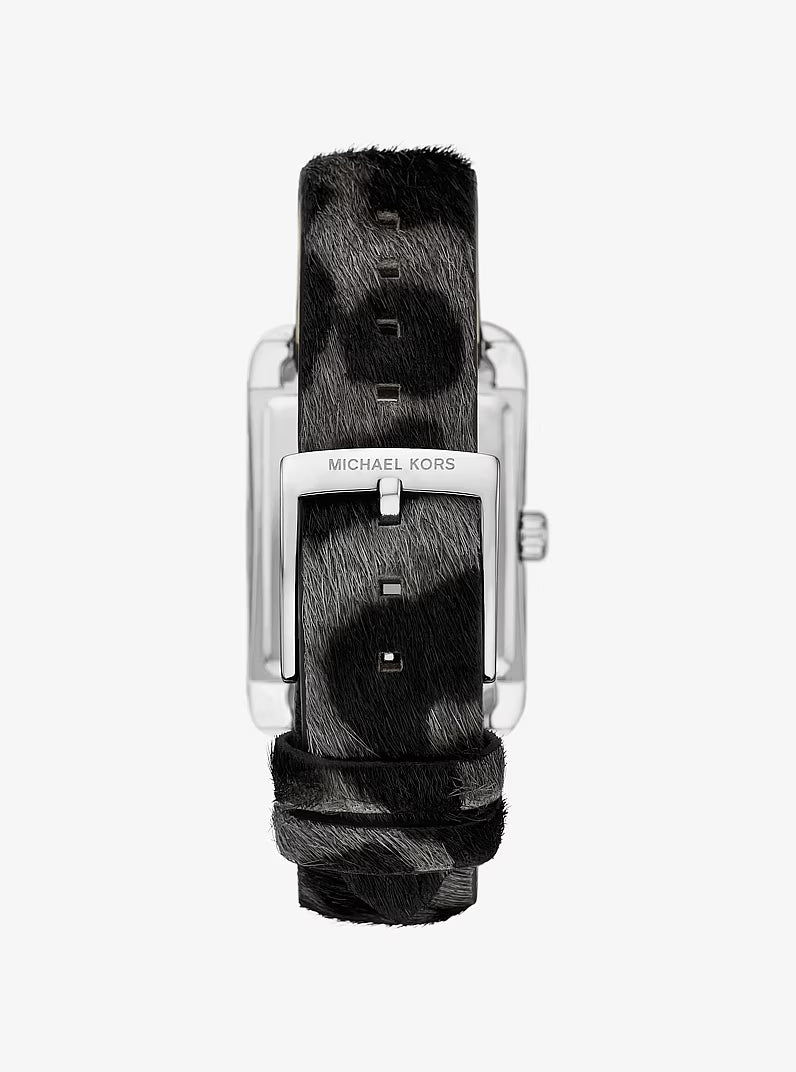 Michael Kors Emery Silver-Tone and Cheetah-Print Calf Hair Watch (Model: MKO1199)