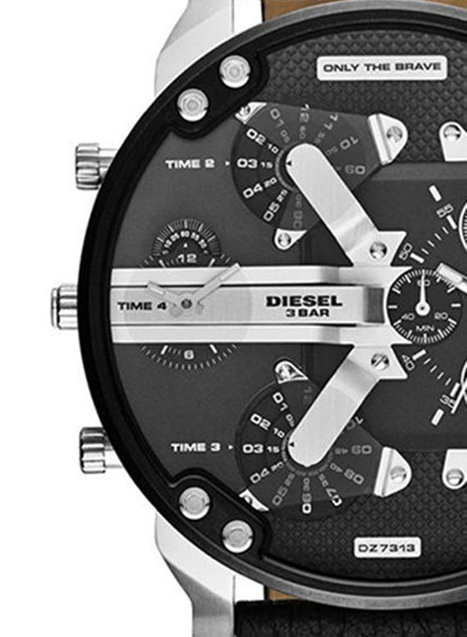 Diesel Mr. Daddy Men’s Watch DZ7313 – Black Dial, Black Genuine Leather Strap, Multifunction Quartz, 57mm