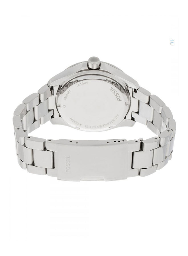 Fossil AM4481 Women’s Analog Dress Watch – Silver Stainless Steel Bracelet