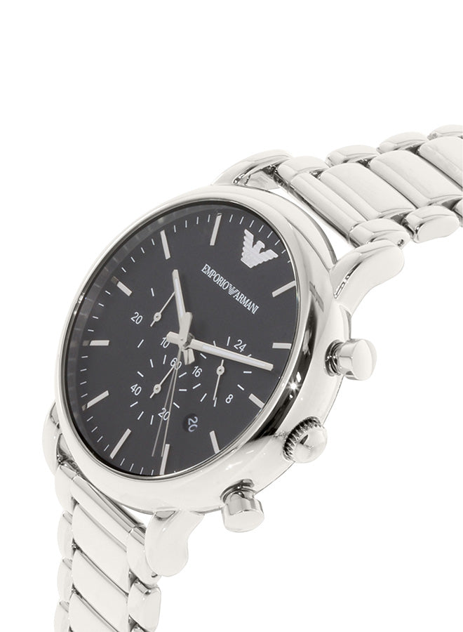 Emporio Armani Classic Chronograph Watch for Men AR1894 – Black Dial, Silver Stainless Steel, 46mm