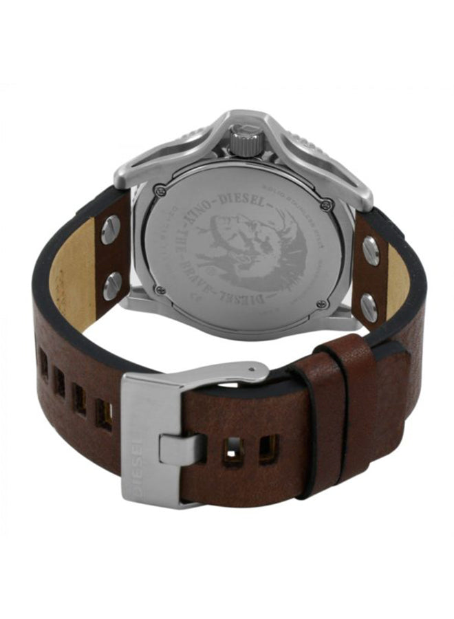 Diesel DZ1716 Rollcage Men's Analog Leather Watch – Black Dial, Brown Leather Strap & Quartz Movement
