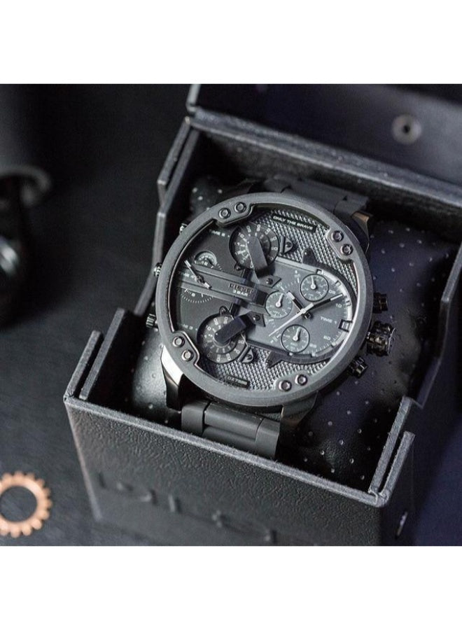Diesel Mr. Daddy 2.0 Men’s Watch DZ7396 – Black Dial, Black Stainless Steel & Rubber Strap, Multifunction Quartz, 55×57mm