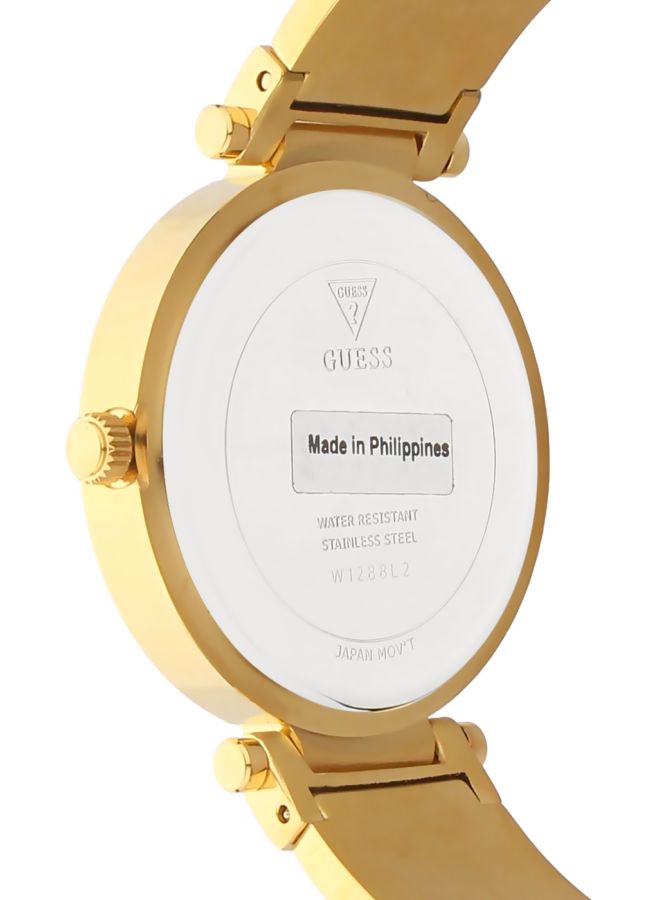 GUESS Women’s Aurora W1288L2 Gold-Tone Stainless Steel Watch – Crystal Bracelet & Glitter Dial, 36mm