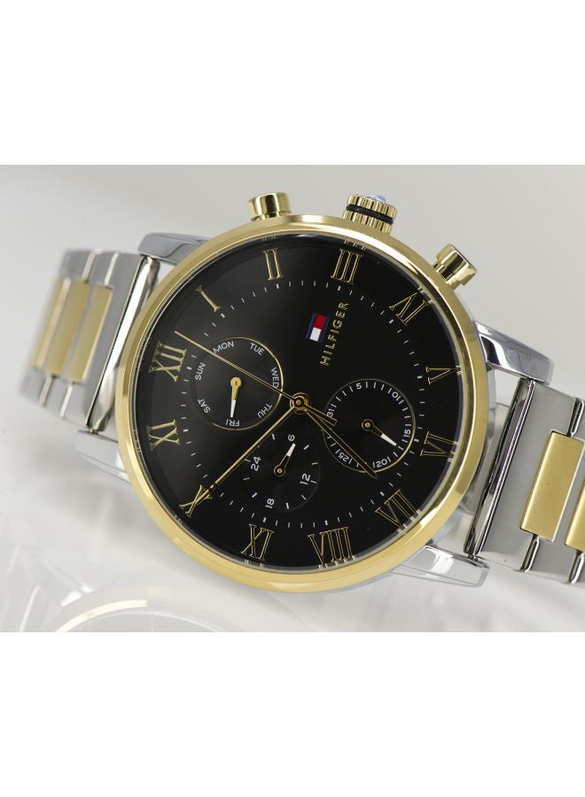 Tommy Hilfiger Kane Men’s Watch 1791539 – Black Dial, Two-Tone Stainless Steel Strap, 44mm Quartz