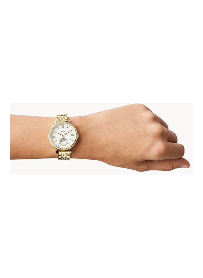 Women's Stainless Steel Analog Watch ES5167 – Elegant Gold Strap with White Dial, Quartz Movement & 30M Water Resistance