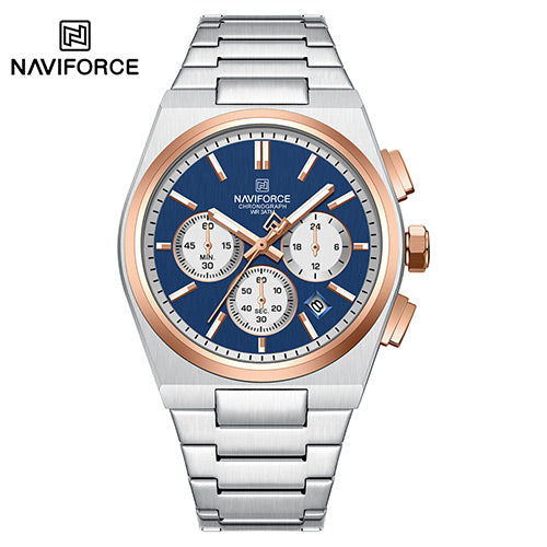 Naviforce NF8048 Men’s Quartz Chronograph Watch with Stainless Steel Strap & Luminous Dial