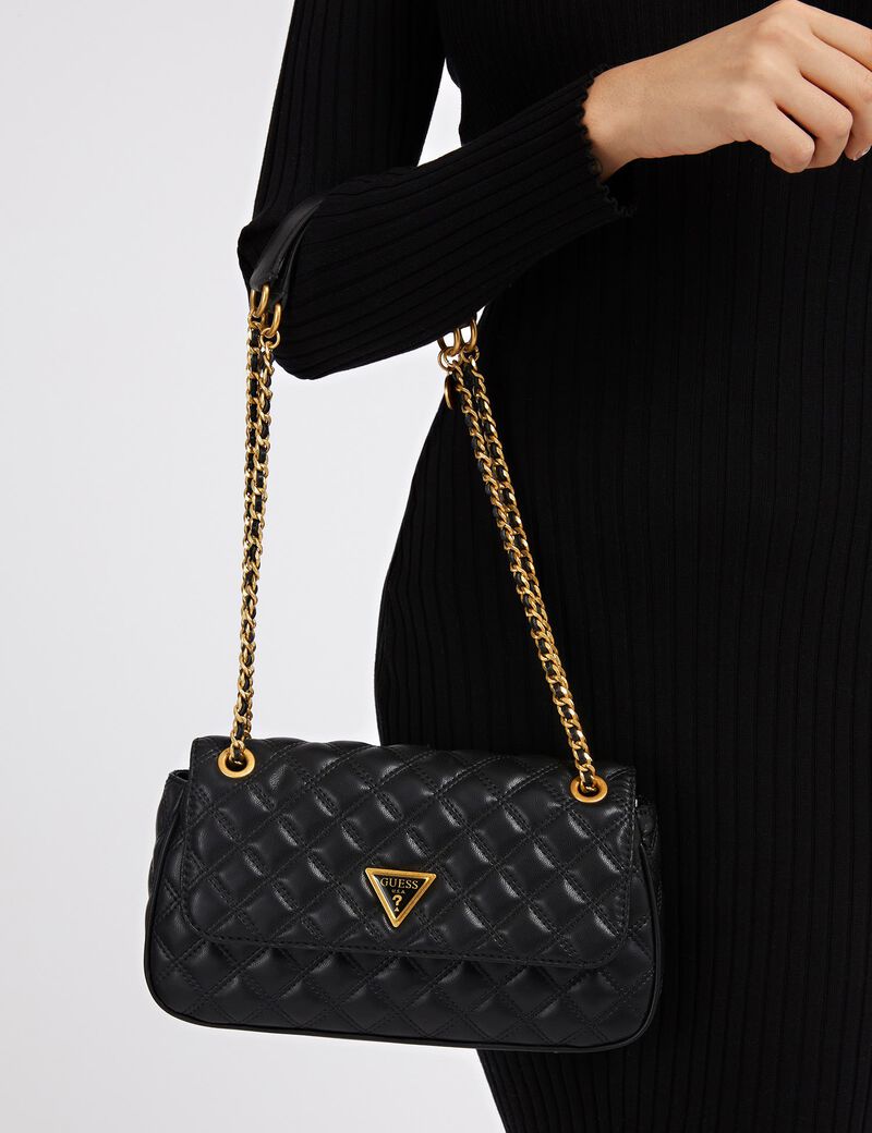 GUESS Black Quilted Chain Shoulder Bag For Women #6
