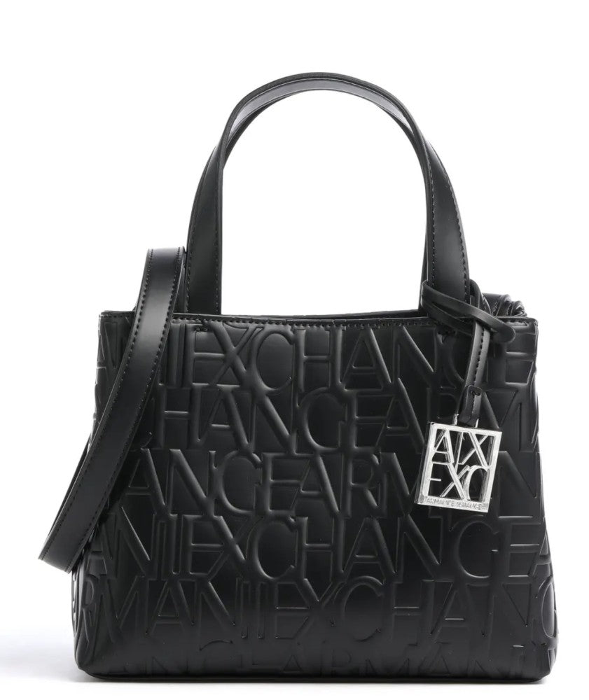 A|X Armani Exchange Black Embossed Logo Tote Bag – Sophisticated Style, All-Day Versatility #7