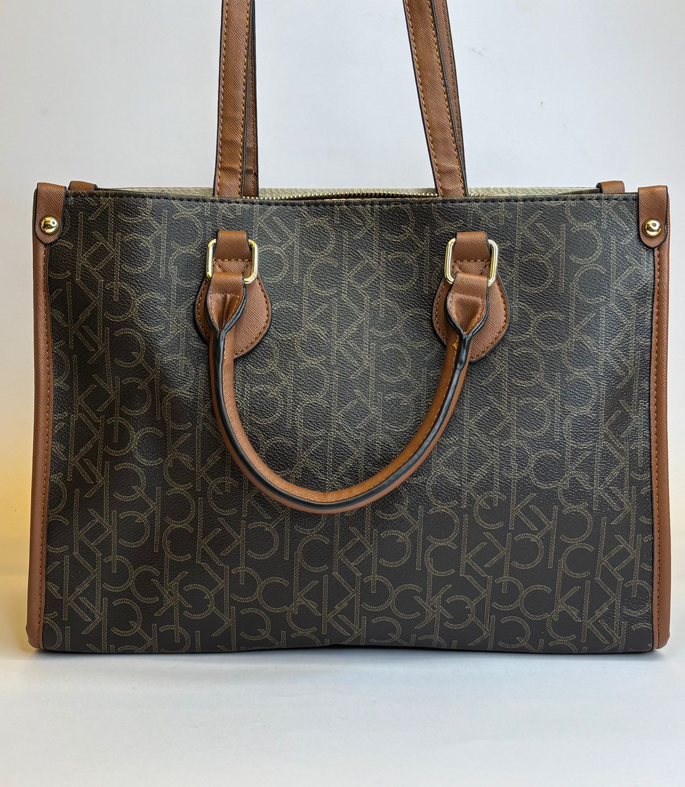 CK Brown Monogram Leather Bag For Women #11