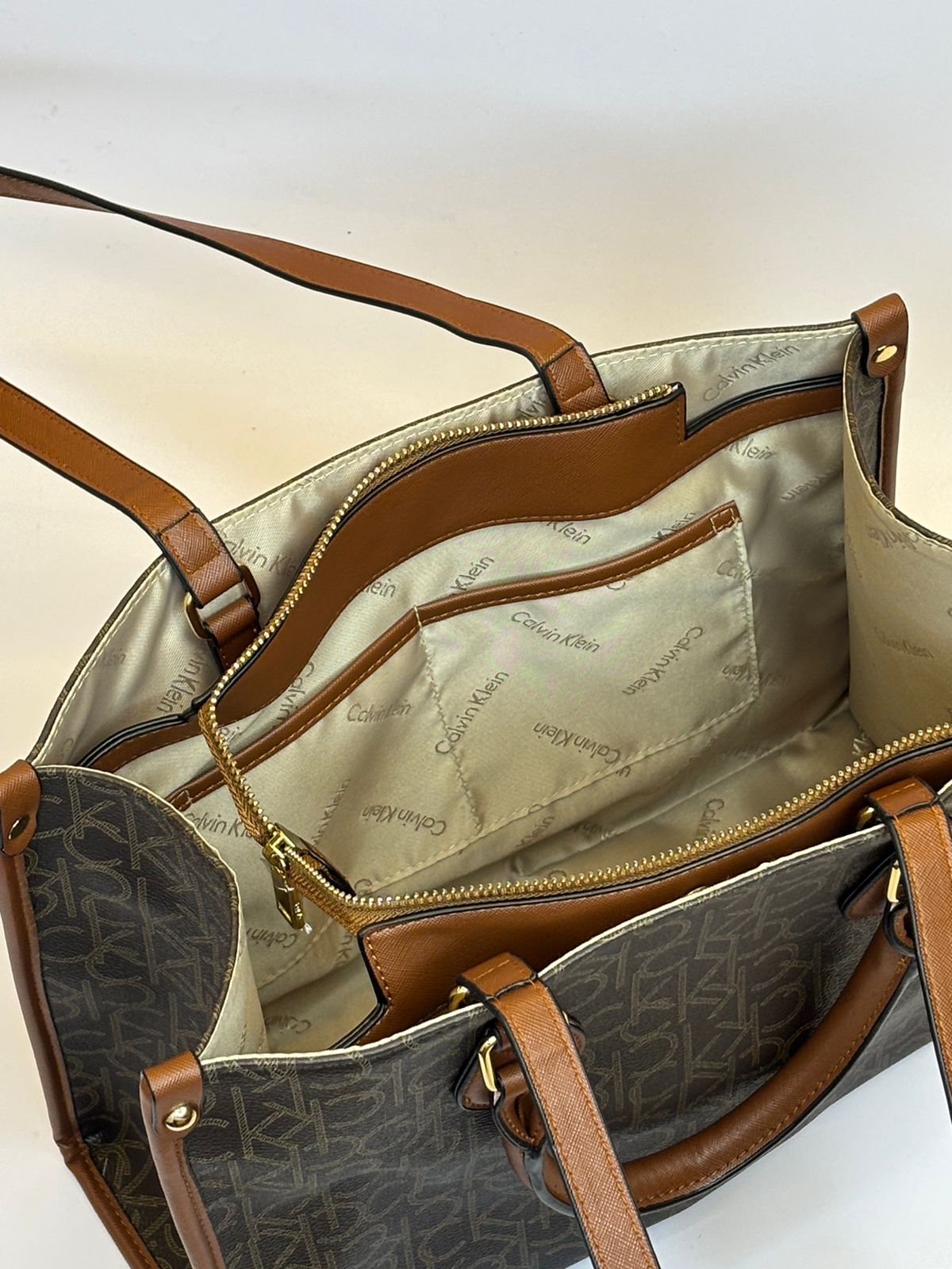 CK Brown Monogram Leather Bag For Women #11