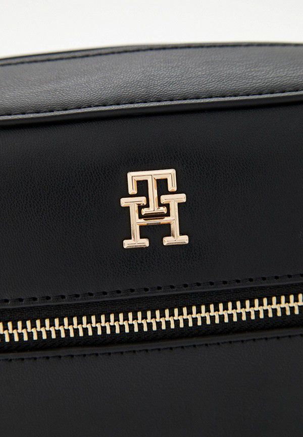 TH Black Leather Crossbody Bag