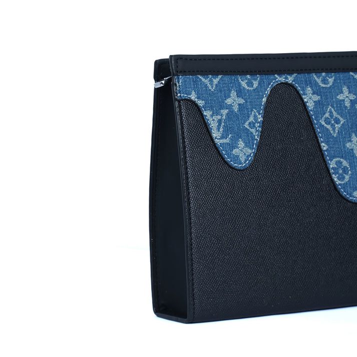 LV x Nigo Denim & Leather Clutch Bag
