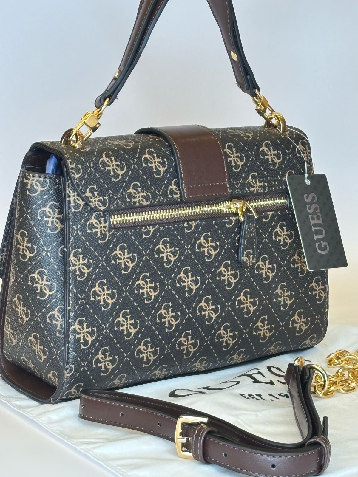 GU Monogram Flap Satchel Bag For Women #124