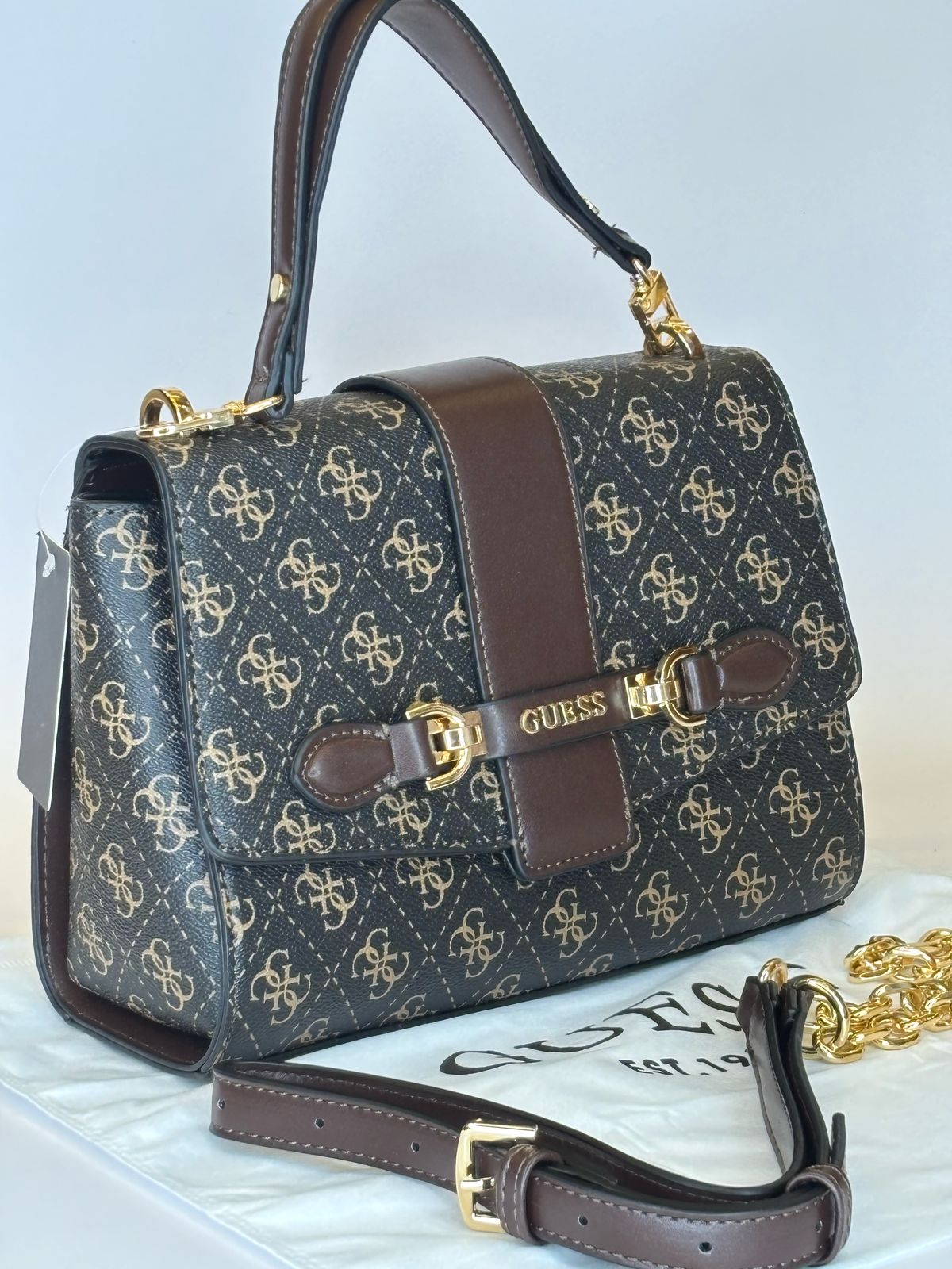 GU  Monogram Flap Satchel Bag For Women 80#