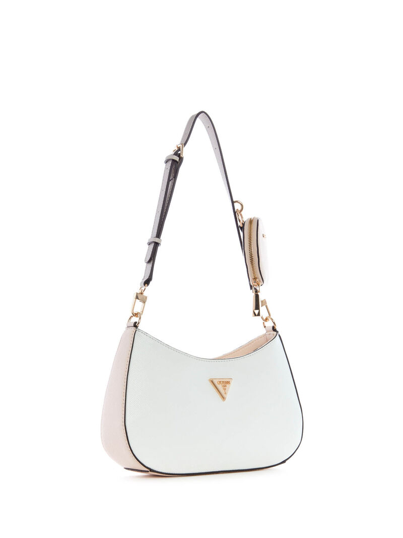 GUESS Alexie Top Zip Shoulder Bag – White