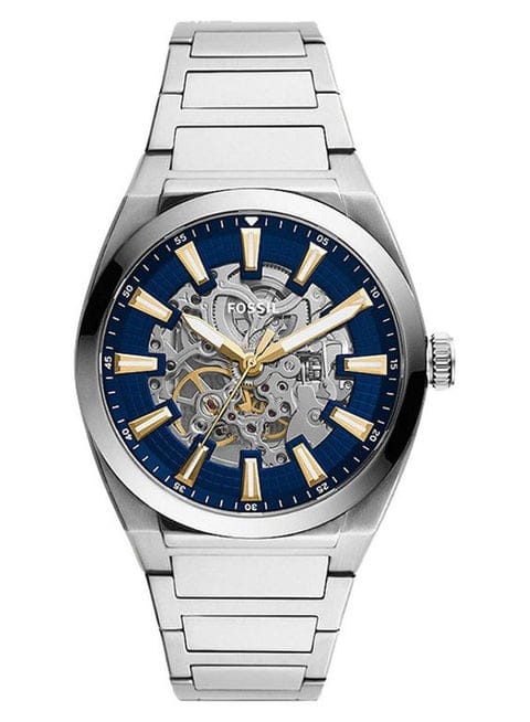 Men’s Stainless Steel Analog Automatic Watch – ME3220 | 42mm Silver & Blue Dial