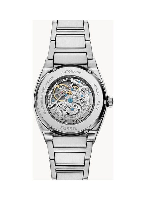 Men’s Stainless Steel Analog Automatic Watch – ME3220 | 42mm Silver & Blue Dial