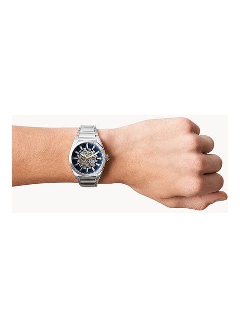Men’s Stainless Steel Analog Automatic Watch – ME3220 | 42mm Silver & Blue Dial